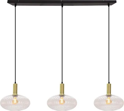 Produktbild von Olucia - CHARLOIS - Pendelleuchte - Transparent / Schwarz - 3 Lampen