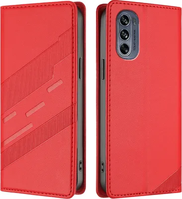 Image de Etui pour Motorola Moto G62 5G, étui portefeuille en cuirPolyuréthaneavec fente pour carte et fonction stand Rot