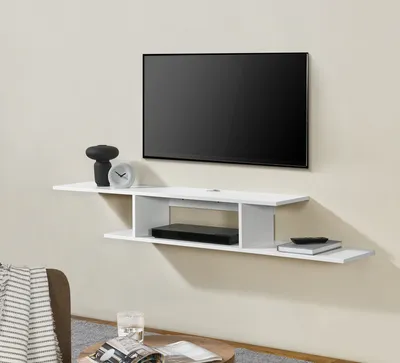 Zdjęcie produktu dla Półka ścienna TV 'Støvring' z 4 półkami 150 x 25 x 21 cm Biały