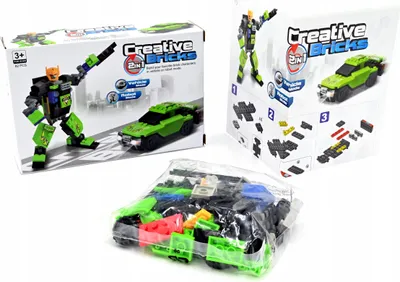 Immagine prodotto di Set di mattoncini 2in1 Robot & Auto - Giocattolo da costruzione 82 pezzi - Set creativo per bambini