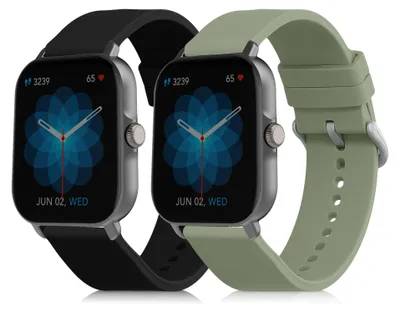Produktbild von kwmobile 2x Uhrenarmband für Huami Amazfit GTS / GTS 2 / GTS 2e / GTS 3 Armband - Fitnesstracker Band Set aus TPU Silikon - Ersatzarmband Smartwatch -