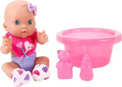 Produktbild von Puppenset Bad rosa Babypuppe Spielzeug mit Zubehör für Kinder