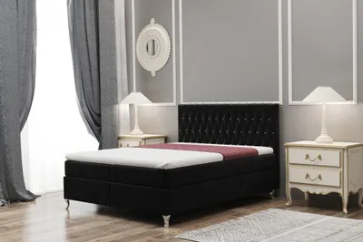 Produktbild von Boxspringbett Schlafzimmerbett ESME 140x200cm in Stoff Riviera Schwarz