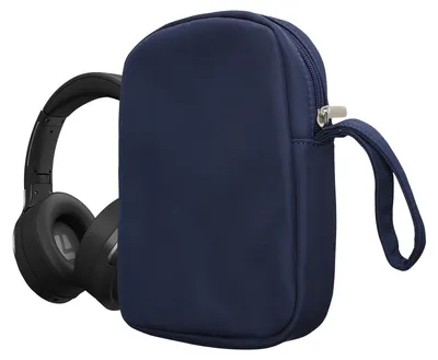 Produktbild von kwmobile Kopfhörer Tasche für Over Ear Headphones kompatibel mit Headset / Overear headphone Case - Kopfhörer Hülle mit Reißverschluss - Dunkelblau