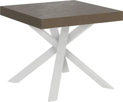 Produktbild von Ausziehbarer Tisch 90/194x90 cm Clerk taubengrau mit weißen Beinen