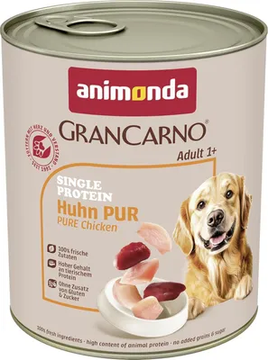 Produktbild von animonda GranCarno Hunde Nassfutter Single Protein Rind pur (6 x 800g), getreidefreies Hundenassfutter ohne Zucker, für ausgewachsene Hunde, mit frischem Rindfleisch und Innereien