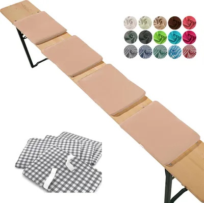 Produktbild von heimtexland ® Sitzkissen 4er Set  Bierbank Polster Auflage Bierzeltgarnitur Garten Deko Kissen Typ859 Beige