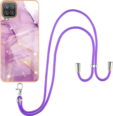 Image de Etui avec sangle pour Samsung Galaxy A12, soft TPU bumper, étui de protection, avec sangle ajustable Rose
