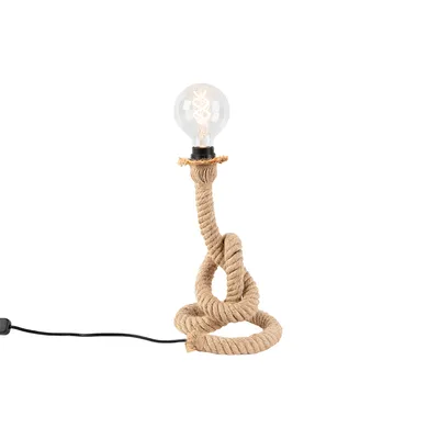 Obrázek produktu pro Just Light - Venkovský dům I Vintage I Rustikální rustikální stolní lampa I Stolní lampa I Lampa I Lampa hnědé lano - Ropa I Obývací pokoj I Ložnice - Podlouhlá - LED vhodná E27