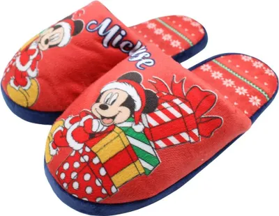 Produktbild von Disney Mickey Maus X-Mas Kinder Hausschuhe Slipper Schlüpfschuhe Pantoffeln – Rot / 30