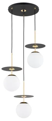Obrázok produktu pre Závesná lampa s bielymi guľami QEENCY, čierna, 3xE14x10W, kov, rozmery: 90x45x45 cm, IP20, Alfa