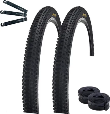 Immagine prodotto di 2 pneumatici Roverstone 27,5" neri 54-584 (27,5 x 1,95) + 2 camere d'aria corrispondenti AV incl. leve per pneumatici maxxi4you
