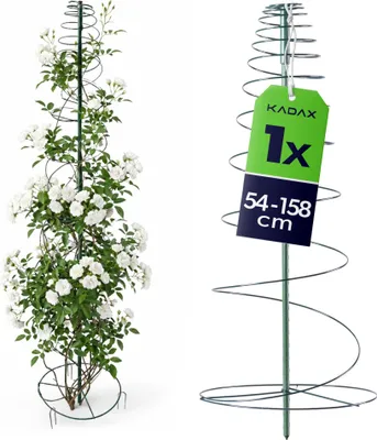 Immagine prodotto di KADAX Supporto per piante 54–158 cm, spirale rampicante in acciaio regolabile in altezza, supporto a spirale per piante rampicanti come clematidi e rose rampicanti, griglia rampicante
