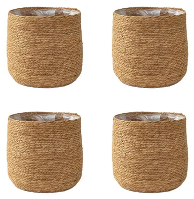 Obrázek produktu pro Pletené květináče z mořské trávy (4 kusy)