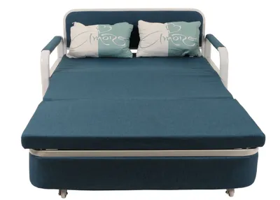 Produktbild von Schlafsofa MCW-M83, Schlafcouch Couch Sofa, Schlaffunktion Bettkasten Liegefläche, 130x185cm Stoff/Textil dunkelblau