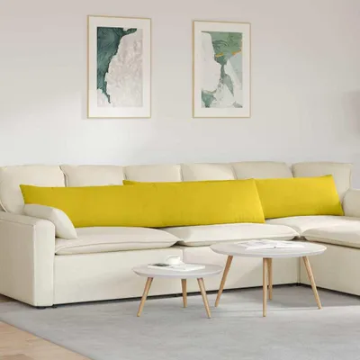 Image de vidaXL Coussins de canapé 2 pièces jaune 200 x 40 cm tissu velours côtelé