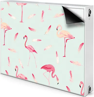 Produktbild von Magnet Heizkörperabdeckung Heizkörperverkleidung Verkleidung Abdeckung 100x60 cm - Flamingos und Federn