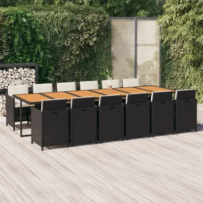 Produktbild von BEI CLORIS 13-tlg. Garten-Essgruppe mit Kissen Poly Rattan Schwarz 2024 Neu2715823
