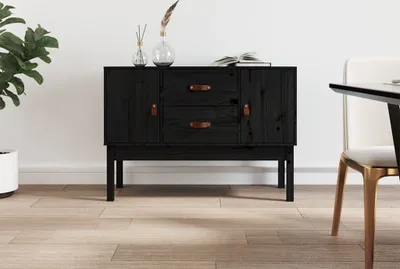 Imagen del producto de Maison Exclusive - Aparador Schwarz, 110x40x78 cm, madera maciza de pino