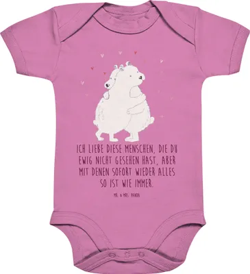 Produktbild von Mr. & Mrs. Panda babykleidung body Eisbär Umarmen 6. - 12. Monat - Bubble Gum Pink - Geschenk, Strampler Baby, Einteiler, Babystrampler, overall, Babybody, Kurzarmbody