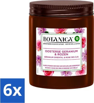 Immagine prodotto di Botanica by Air Wick - Candela profumata - Geranio e rosa - 40 ore di combustione - Confezione risparmio - 6 pezzi