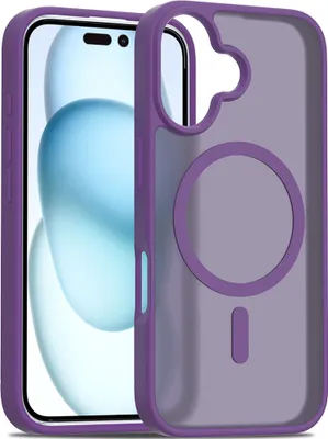 Obrázek produktu pro Magnetické pouzdro pro iPhone 16, kompatibilní s MagSafe, matná průsvitná zadní strana, odolné proti nárazům Fialová