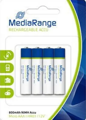 Produktbild von MediaRange Batterie Rechargeable Accu Micro AAA HR03 4St