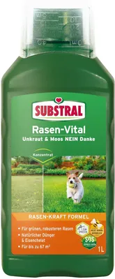 Produktbild von Substral Rasen-Vital, 1L für bis zu 67qm - SOS Sofort-Hilfe für schnelles Grün auf Rasenflächen, mit Rasen-Kraft-Formel