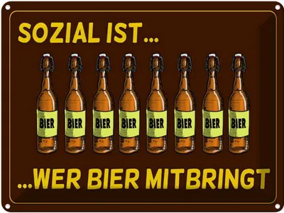 Produktbild von vianmo Blechschild 30x40 cm sozial ist wer Bier mitbringt Spruch Zitat