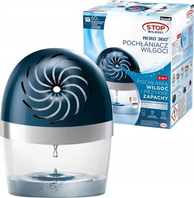 A dehumidifier product with its packaging.