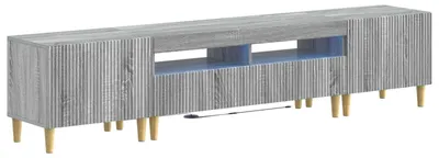 Imagen del producto de vidaXL: Mueble de TV LED de 5 piezas, color Sonoma gris, fabricado en material de madera