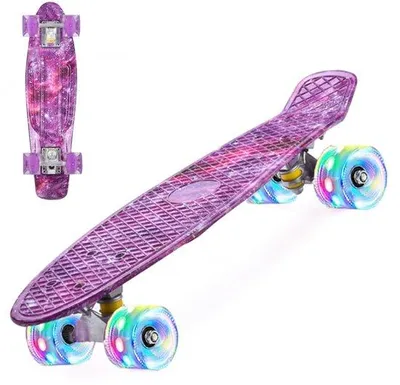Zdjęcie produktu dla Unyqoos® Mini-Cruiser – deskorolka 56 cm – deska z polipropylenu, koła LED, antypoślizgowa powierzchnia, do 100 kg, gotowa do użycia, waga 1,6 kg, dla dzieci i dorosłych
