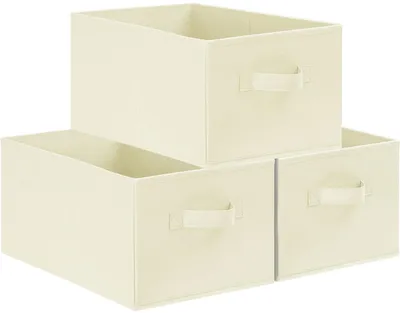 Immagine prodotto di Set di 3 grandi contenitori portaoggetti color beige