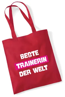 Produktbild von Huuraa Jutebeutel Beste Trainerin der Welt 10 Liter Classic Red Baumwolle Tasche Geschenkidee