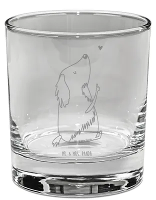 Produktbild von Mr. & Mrs. Panda Tumbler Hund Liebe - Transparent - Geschenk, Hunde, Herz, Glas, Whiskyglas, Haustier, Spirituosenglas, Whisky, Rocks