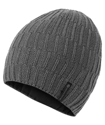 Grau gestrickte Mütze "WINDJAMMER HALO BEANIE" von Montane; mit strukturiertem Muster.