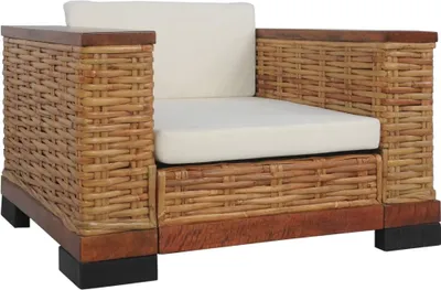 Produktbild von The Living Store Sessel mit Auflagen Braun Natur Rattan