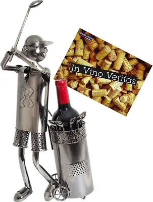 Image de BRUBAKER Porte-bouteilles Joueur de golf au départ Sculpture en métal Cadeau avec carte cadeau