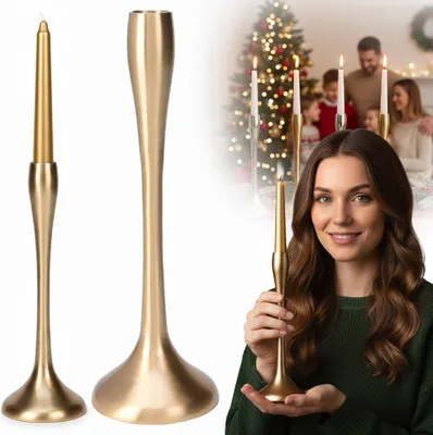 Immagine prodotto di Portacandela singolo in metallo Candela di Natale Glamour 25,5 cm