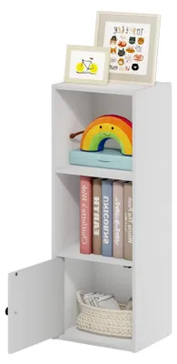 Produktbild von Eck-Bücherregal mit 5 Stufen und offenem Regal, Weiß