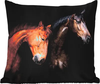 Produktbild von MuchoWow® Outdoor Kissen - Pferde - Tiere - Porträt - Braun - 45x45 cm - Wetterfest - Lounge Kissen - Fotokissen - Dekoratives Kissen