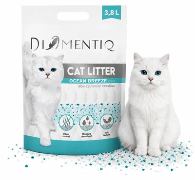 Produktbild von DIAMENTIQ Ocean Breeze Silikon-Katzenstreu, nicht klumpend - 8 x 3,8 l, KI-generiertes Bild
