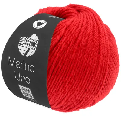 Produktbild von Lana Grossa MERINO UNO 50 g extrafeine Wolle mit Superwash-Ausrüstung 125 m Farbe 026 - Rot, KI-generiertes Bild