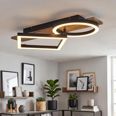 Produktbild von Pigge Deckenlampe aus Metall/Holz/Kunststoff in Schwarz/Braun/Weiß