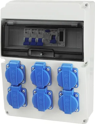 Produktbild von Baustromverteiler Wandverteiler Gartensteckdose 6x 230V Steckdosen Schuko mit LS-Schalter FI-Schalter Zähler 1-Phasen