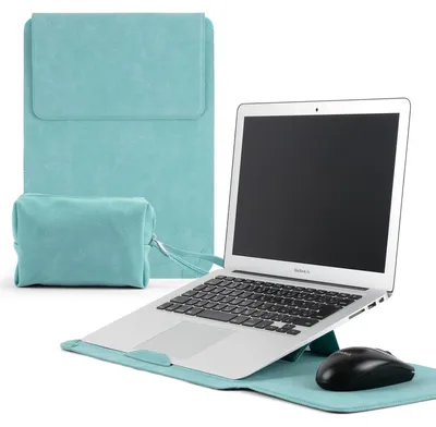 Obrázek produktu pro Solidchoice – Pouzdro na notebook 13-14 palců, zelené, vyrobené z umělé kůže (PU), s běžnou funkcí
