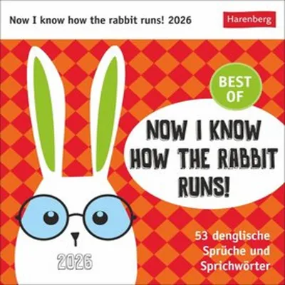 A graphic illustration of a rabbit wearing glasses, with text overlays and a branded logo.