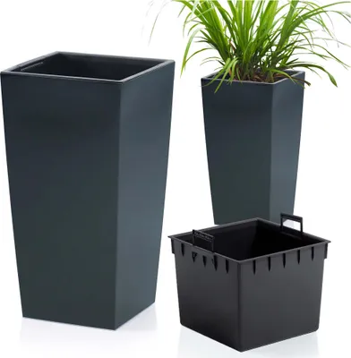 Produktbild von Blumentopf mit Einsatz Höhe Blumenkübel Pflanztopf Pflanzkübel Urbi Square Matt