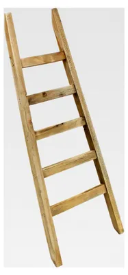 Produktbild von Konische Holzdekoleiter mit 5 Sprossen - 80 x 29 cm - Miniaturleiter im Landhausstil - Holzleiter für Garten- und Blumendekoration