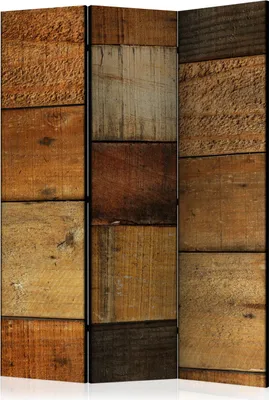 Produktbild von 3-teiliger Doppelseitiger Vlies Paravent - Wooden Textures 135x172 cm Muster f-C-0244-z-b